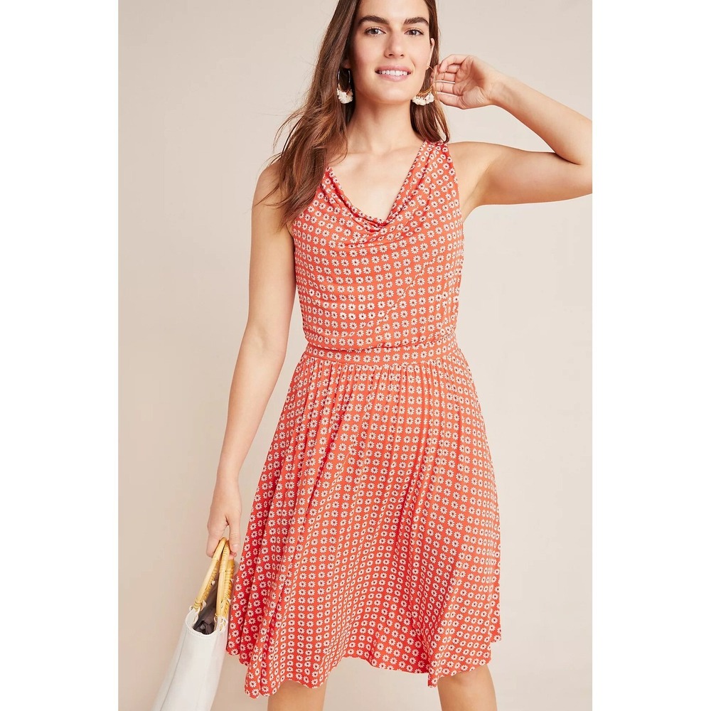 Anthropologie Maeve Brianne Cowl Neck‎ Dress Womens M Fit and Flare Pullover